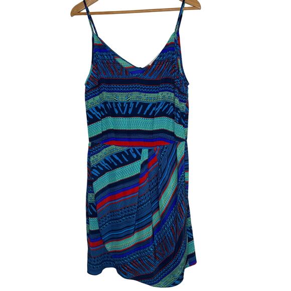 Amanda Uprichard 100% Silk Blue Green Patterned Dress size L - Picture 1 of 5